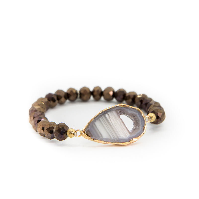 agate pendant bracelet for venus| agate and crystal pendant bracelet