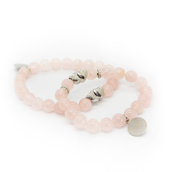 pink quartz bracelet| pink quartz bracelet for mother daughter