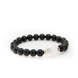 onyx and pearl bracelet| black onyx and freshwater pearl bracelet