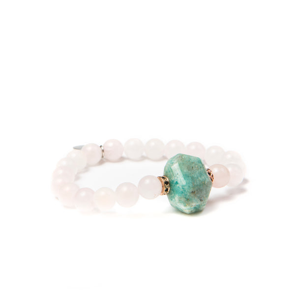 amazonite and rose quartz bracelet| rose quartz and amazonite bracelet