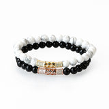 black howlite onyx bracelet| howlite and onyx bracelet