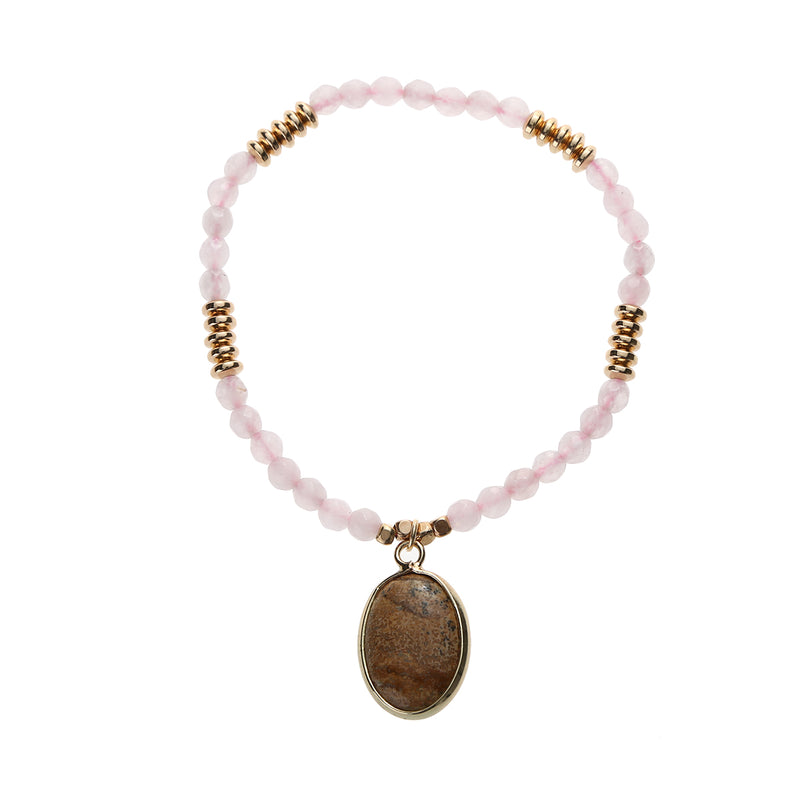 pink quartz and jasper bracelets| pink quartz and jasper pendant bracelets