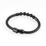 Onyx and Magnetic Bracelet | Men Onyx and Magnets Bracelet | leather onyx and magnetic bracelets