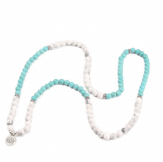 Turquoise howlite bracelet | Howlite Turquoise Bracelet | Turquoise Mala Beads